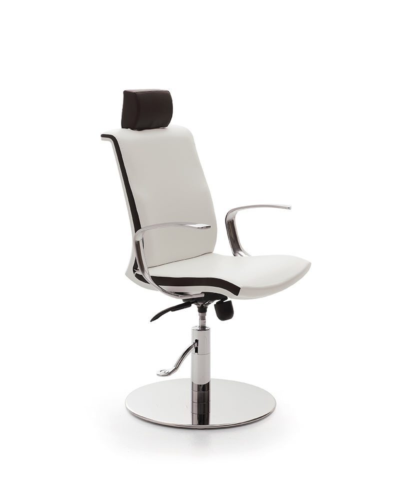 Make-up - Brown and white make-up chair - Chrome round base