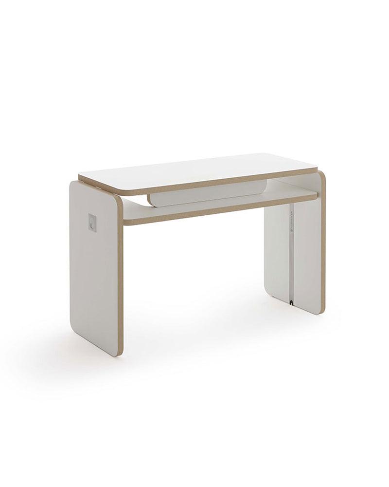NAT - White manicure table - Edge in oak pattern - Without suction