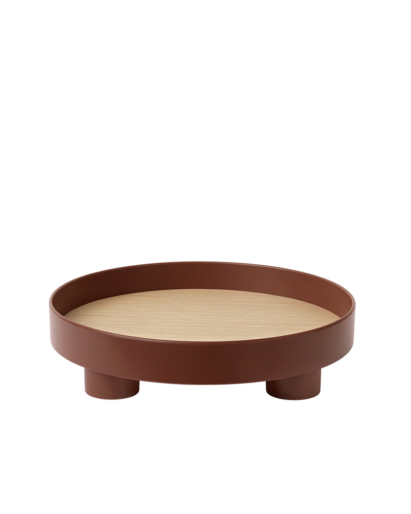 Platform - Dark red serving tray with oak board