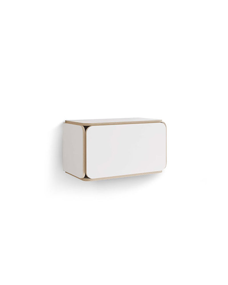 NAT - White wall cabinet - Edge in oak pattern - Small