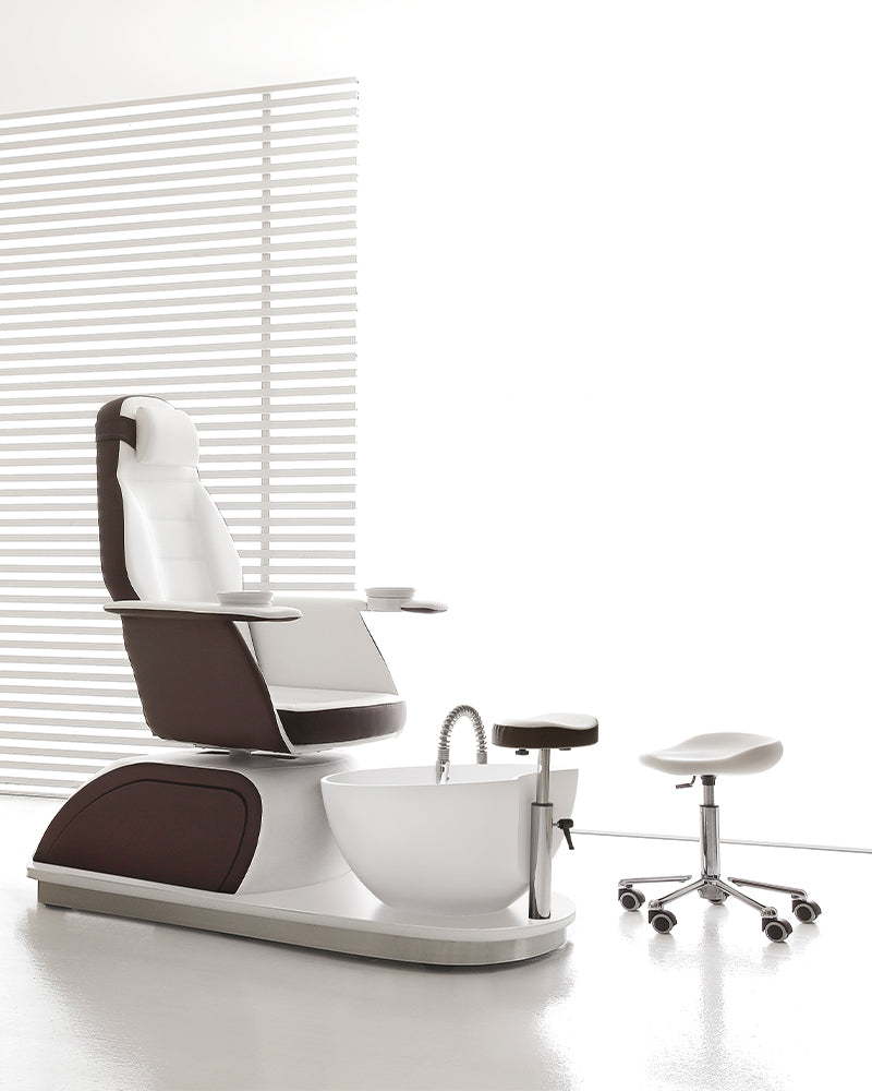 Easy - White treatment stool - Chrome cross base
