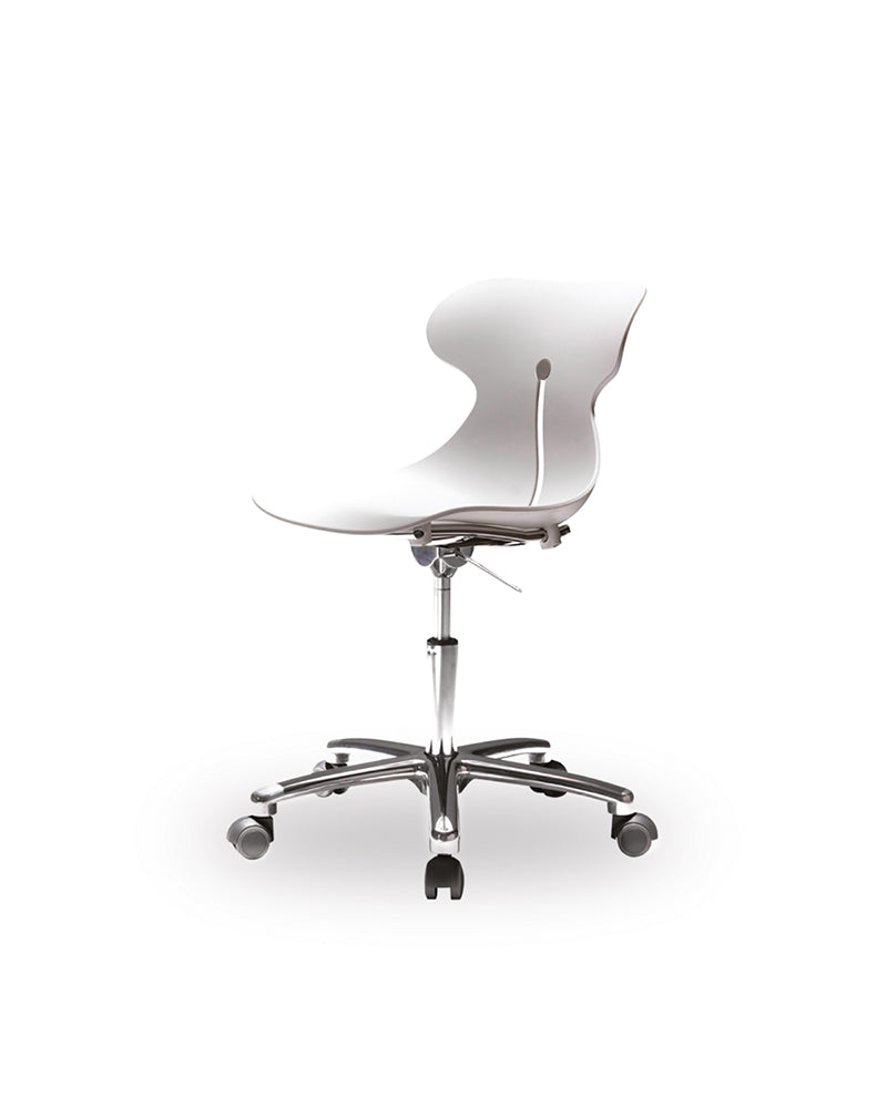 Brio - White treatment stool - chrome cross base