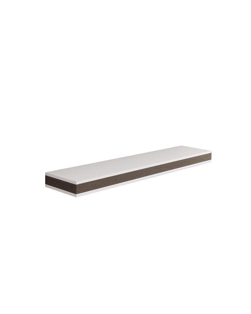 Stratos - White sales shelf - Edge in wengé wood pattern