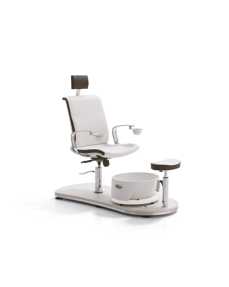 Mini Island - White and brown pedicure chair - Base in white oak pattern