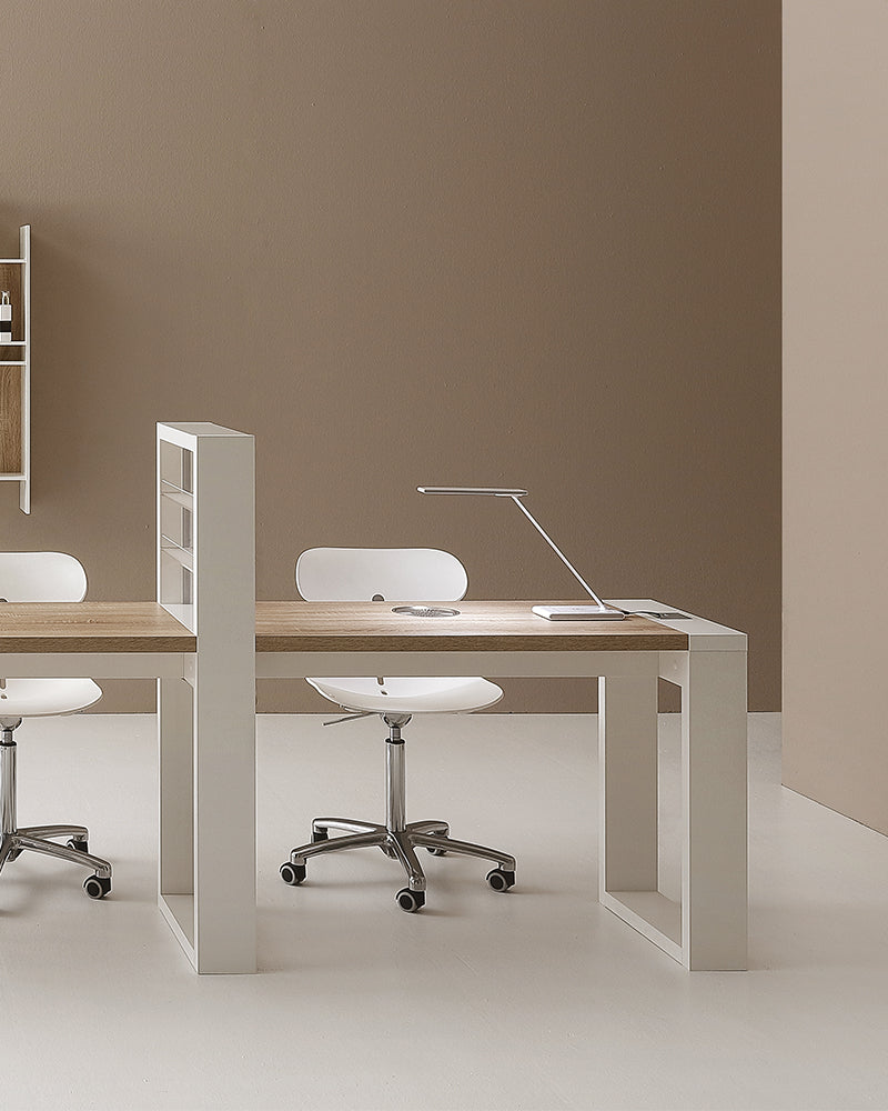 Living - White manicure table with LED light - Built-in shelf - With suction