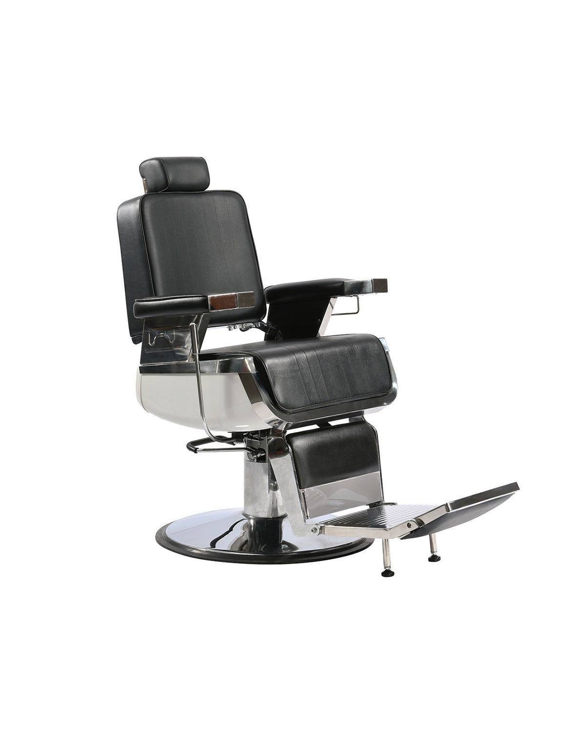 Bart - Black barber chair with chrome round base