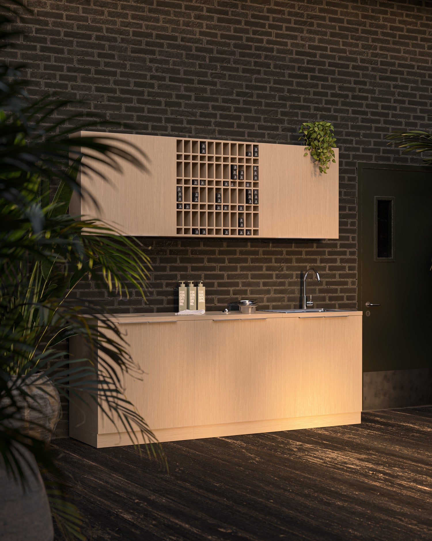 Colorbar cabinet - Washing cabinet in oak pattern