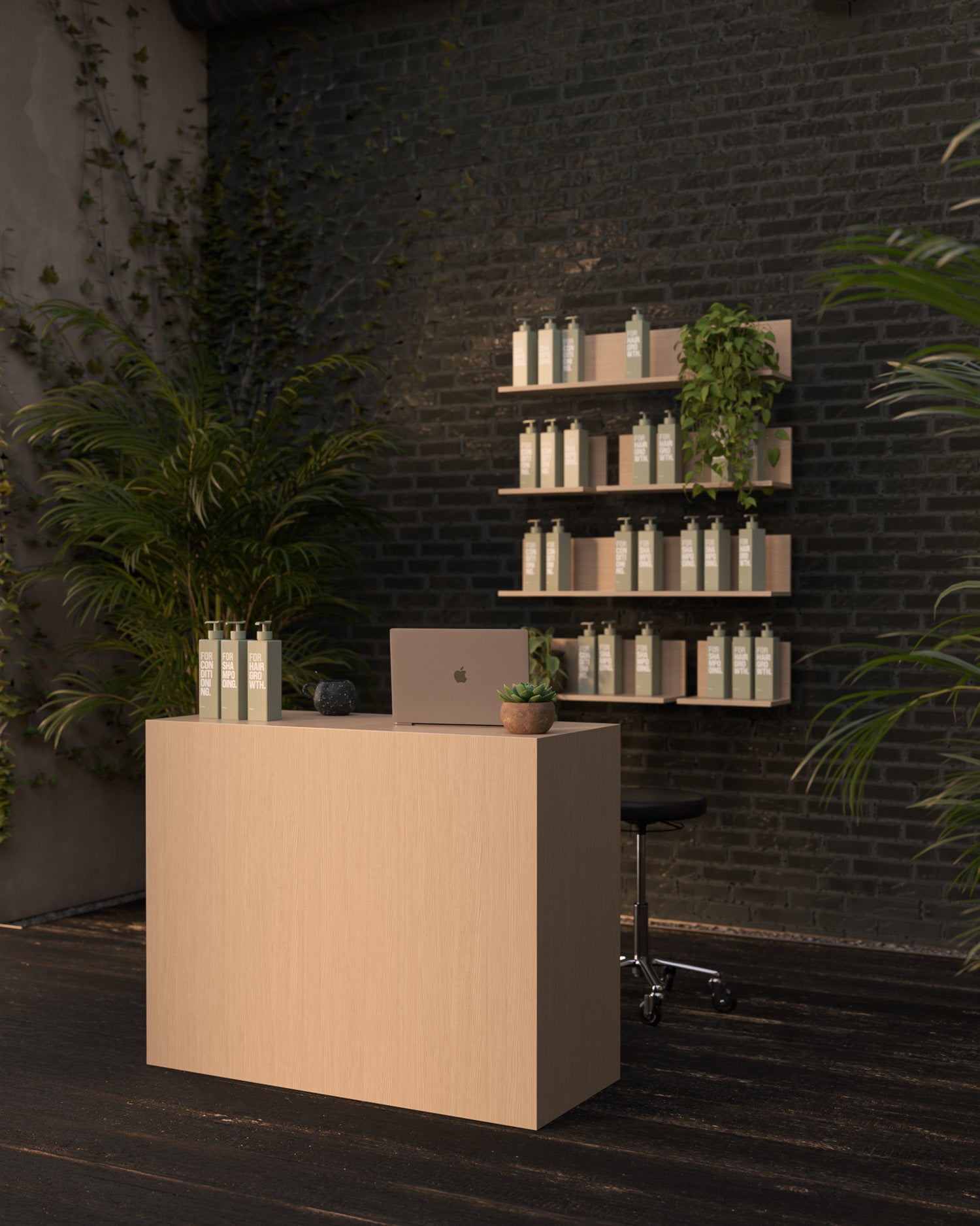 Welcome Oak - Reception desk with oak pattern