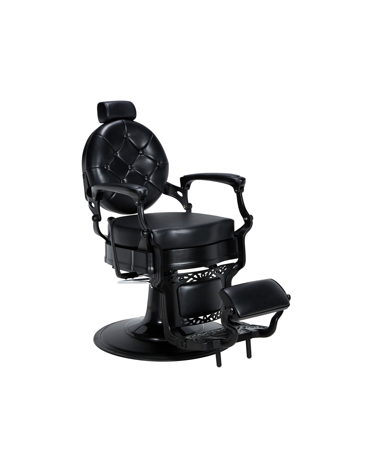 Check - Black barber chair with black round base