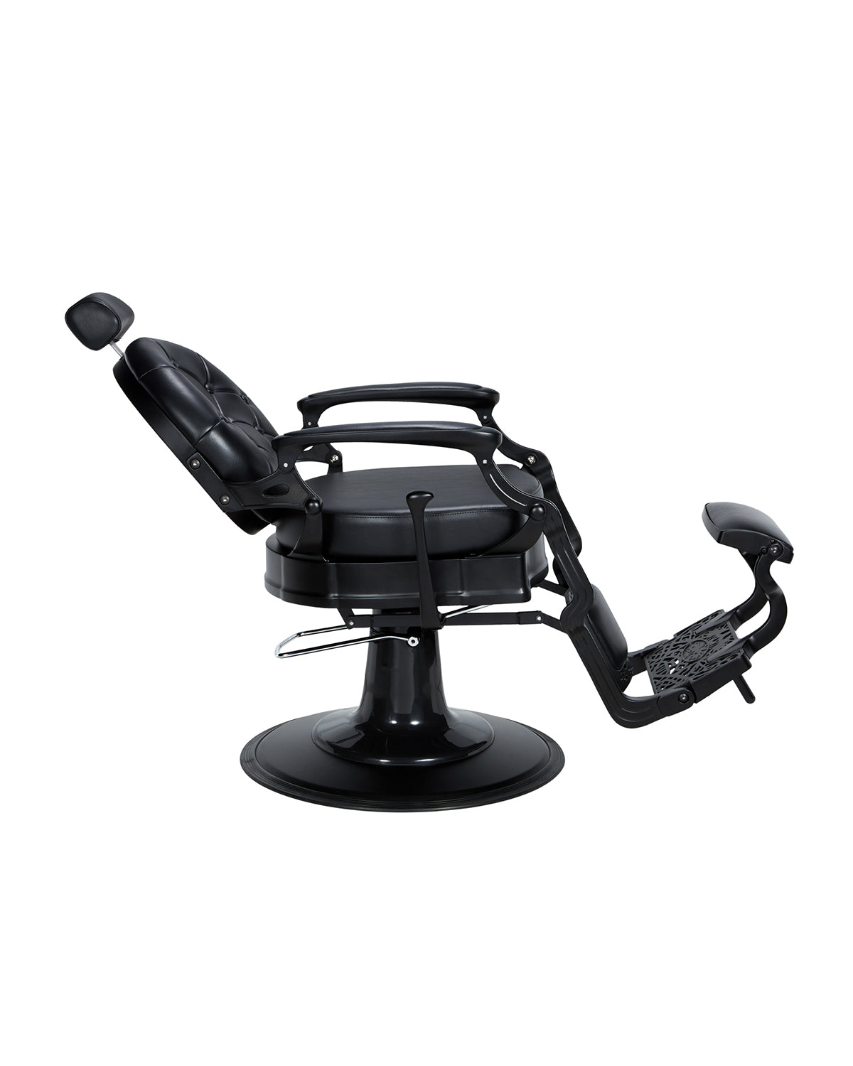 Check - Black barber chair with black round base