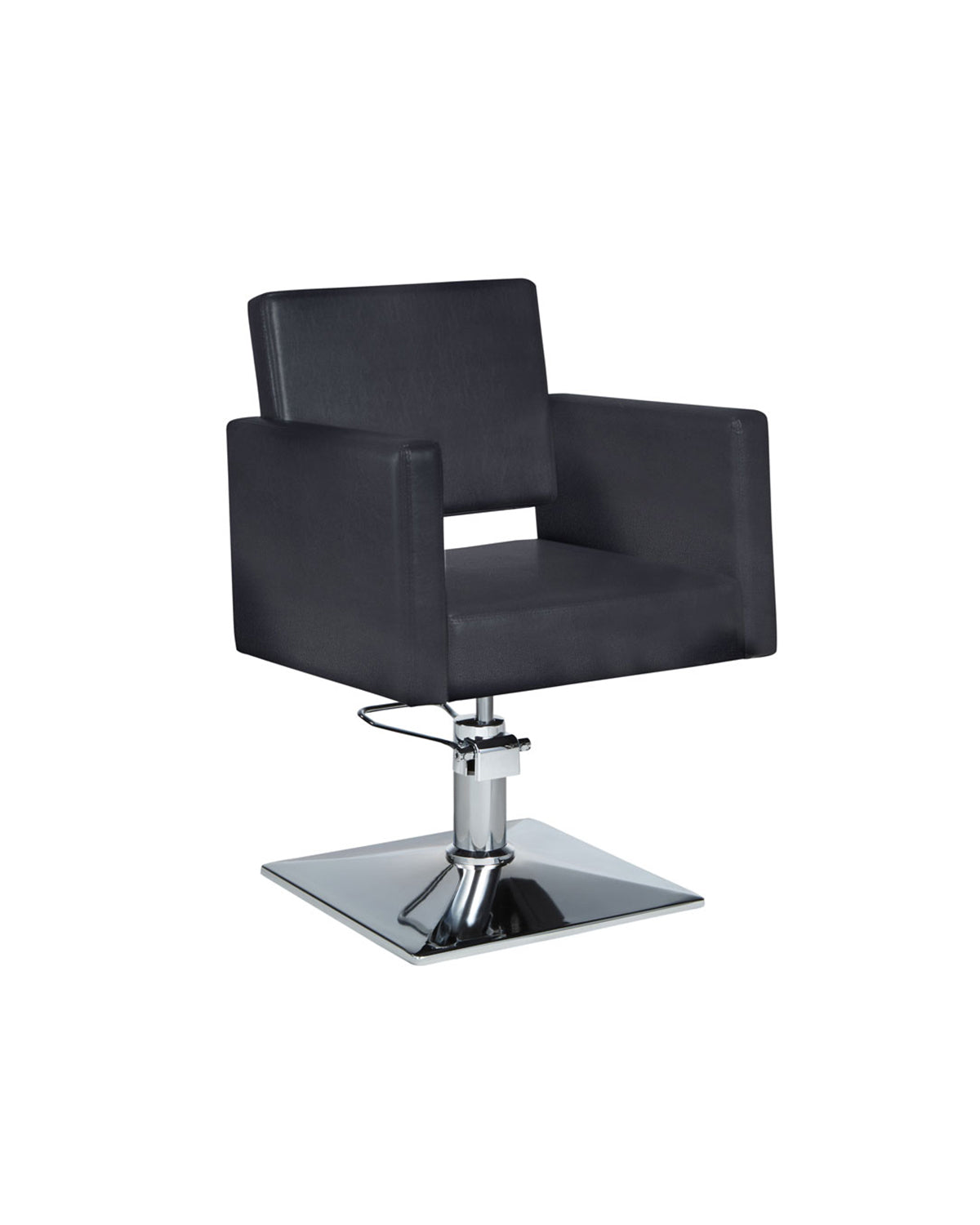 Christy - Black styling chair with chrome square round base