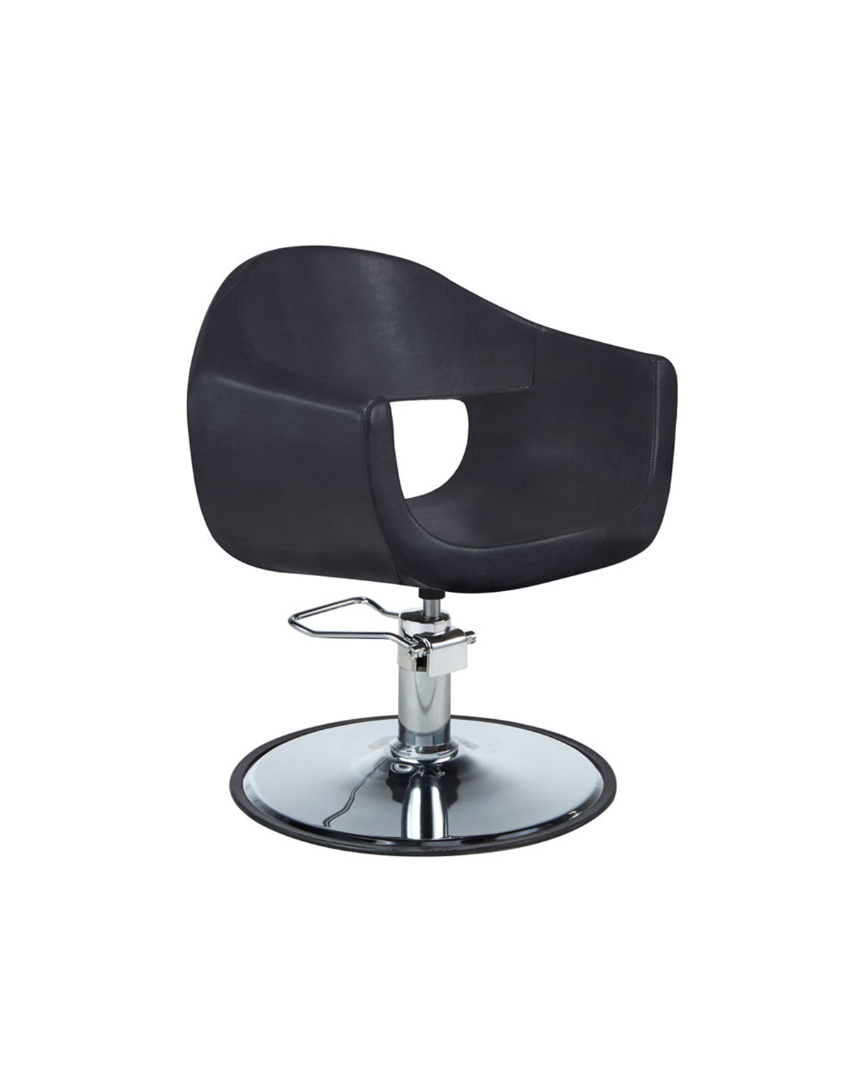 Cindy - Black styling chair with chrome round base
