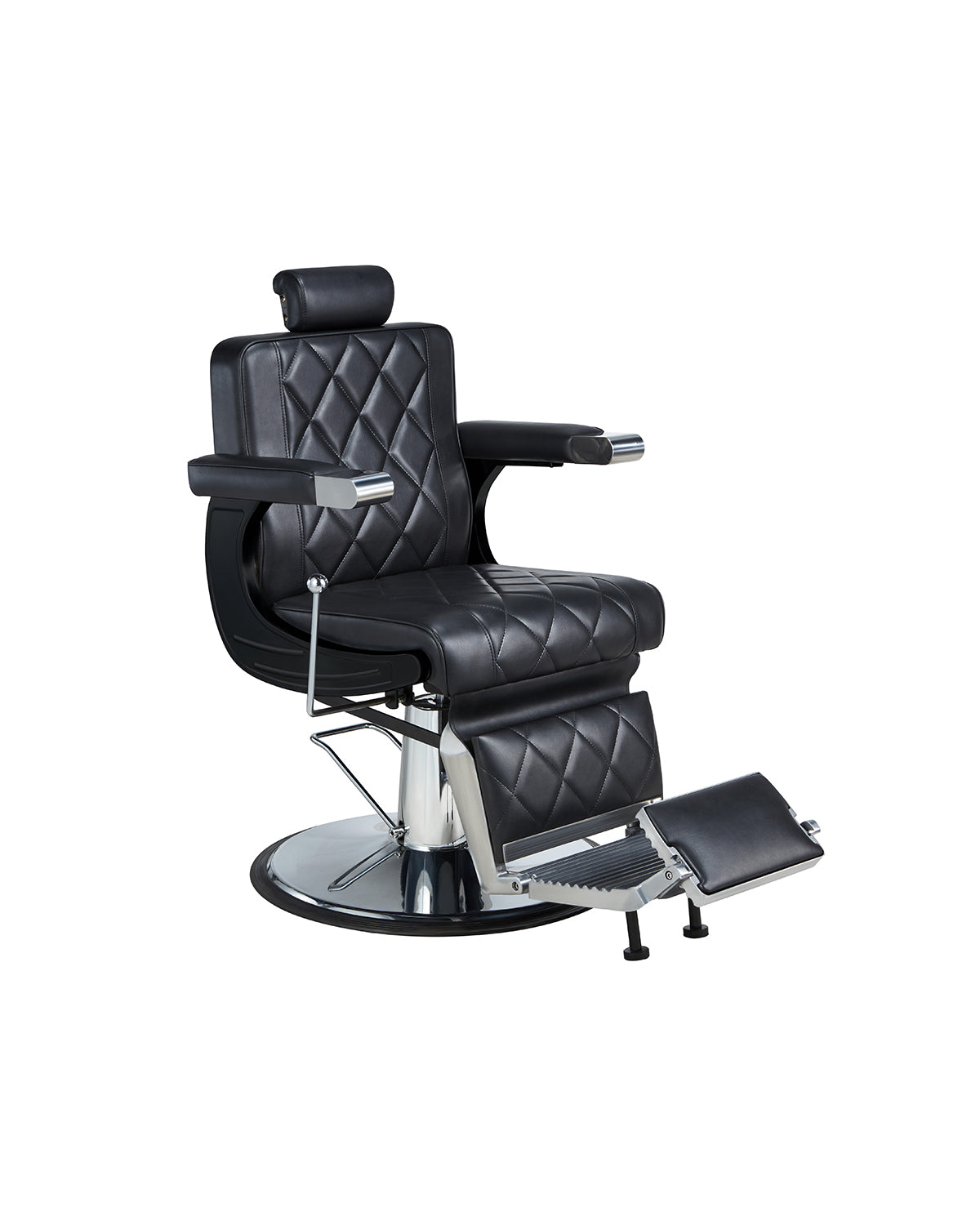 Dave - Black barber chair with chrome round base