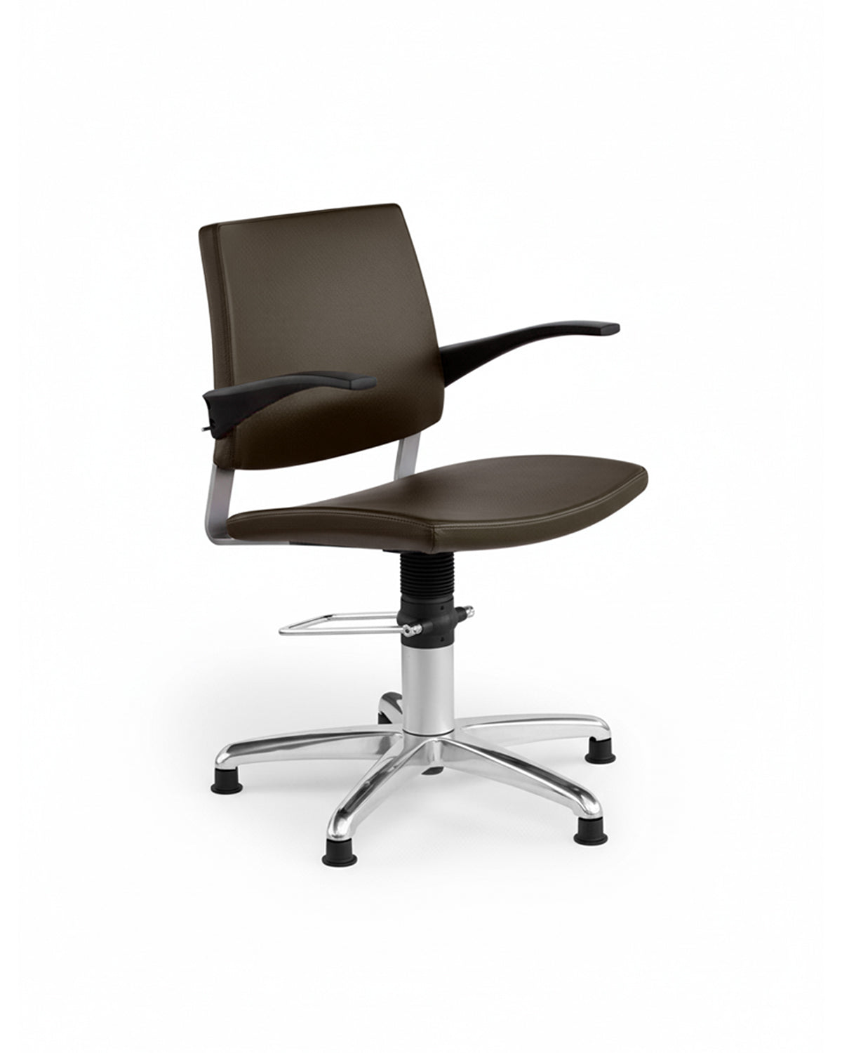 Greiner 22 - Dark brown styling chair with chrome cross base