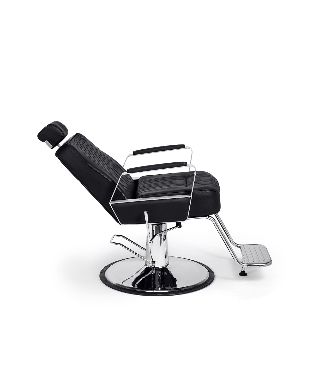 Joey - Black barber chair with chrome round base