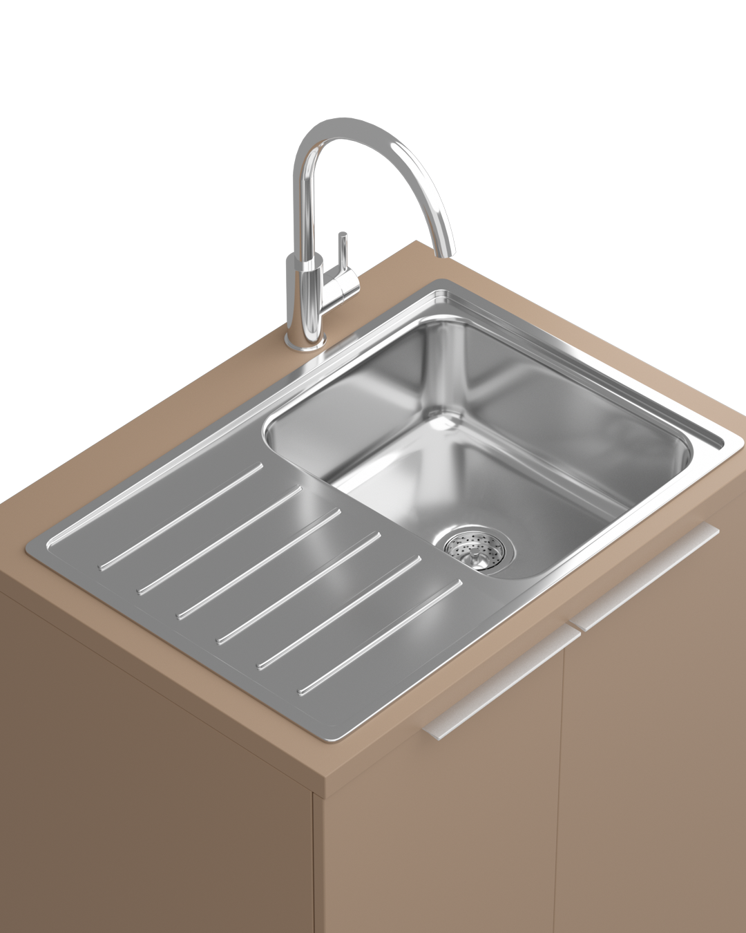 Colorbar washing unit - Beige washing cabinet - Chrome sink